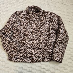Lands End Leopard Print Women’s Jacket Quilted Primaloft Packable Size L